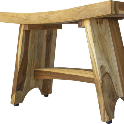 Contemporary Teak Outdoor Bench In Natural Finish