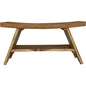 35" Teak Rectangular Shower Outdoor Bench With Shelf In Natural Finish