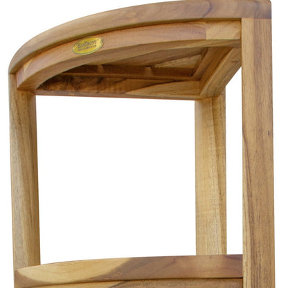 38" Natural Solid Teak Wood Freestanding Corner Shelving Unit