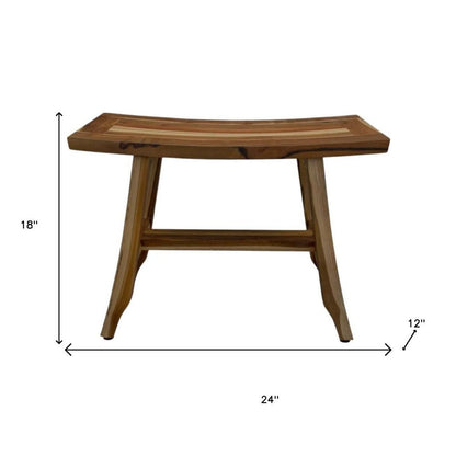24" Brown Teak Rectangular Shower Bench