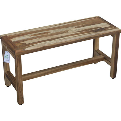 34" Natural Teak Rectangular Shower Bench With Shelf