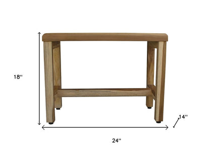 Compact Rectangular Teak Shower  Outdoor Bench With Shelf In Natural Finish