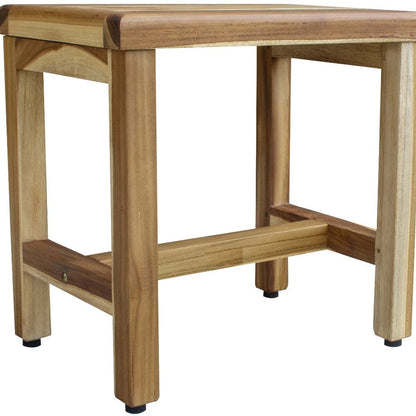 Compact Rectangular Teak Shower Or Outdoor Bench In Natural Finish