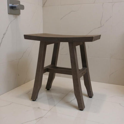 18" Antiqued Gray Teak Rectangular Shower Bench