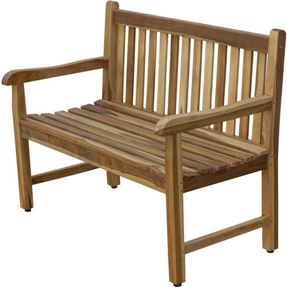 26" Natural Teak Solid Wood Garden Bench