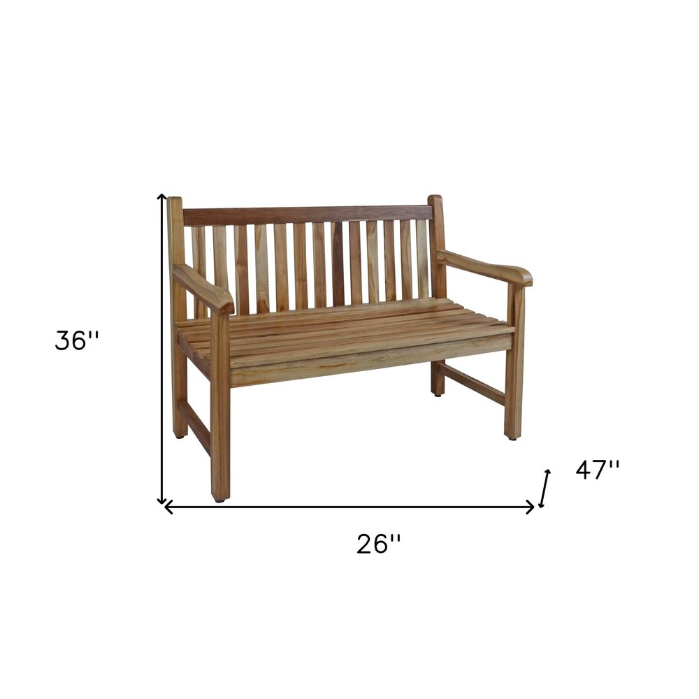26" Natural Teak Solid Wood Garden Bench