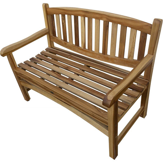 26" Natural Teak Solid Wood Garden Bench