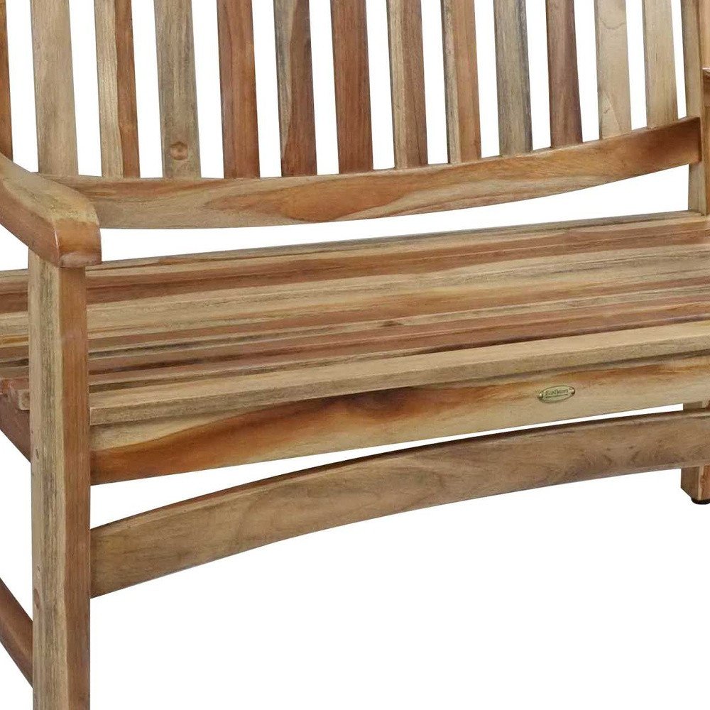 26" Natural Teak Solid Wood Garden Bench