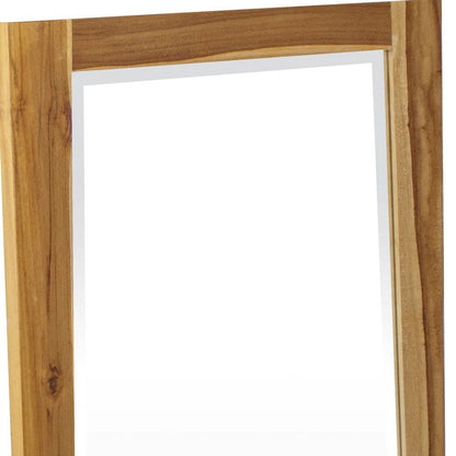 35" Brown Wood Accent Mirror
