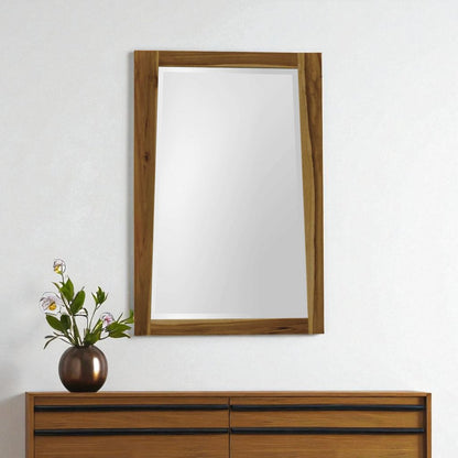 35" Brown Wood Accent Mirror