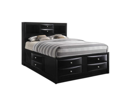 Black Wood King Bed Frame With Drawers