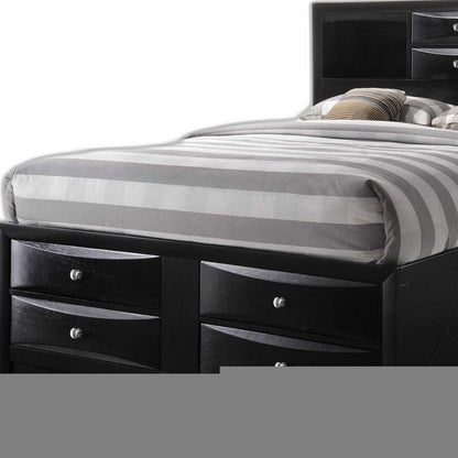 Black Wood King Bed Frame With Drawers