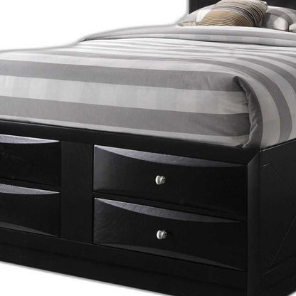 Black Wood King Bed Frame With Drawers
