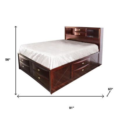 Espresso Wood Queen Bed Frame With Drawers