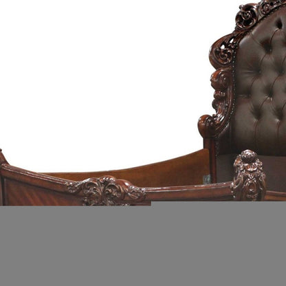 Dark Brown and Cherry Blossom Pink Tufted Upholstered Faux Leather No Bed