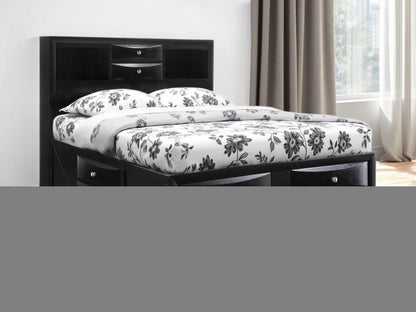 Black Wood Full With Ten Drawers Bed Frame