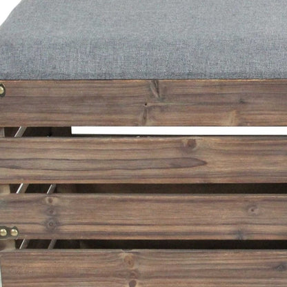 Set of Two 16" Gray Linen Upholstered Storage Square Entryway Stool With Flip Top
