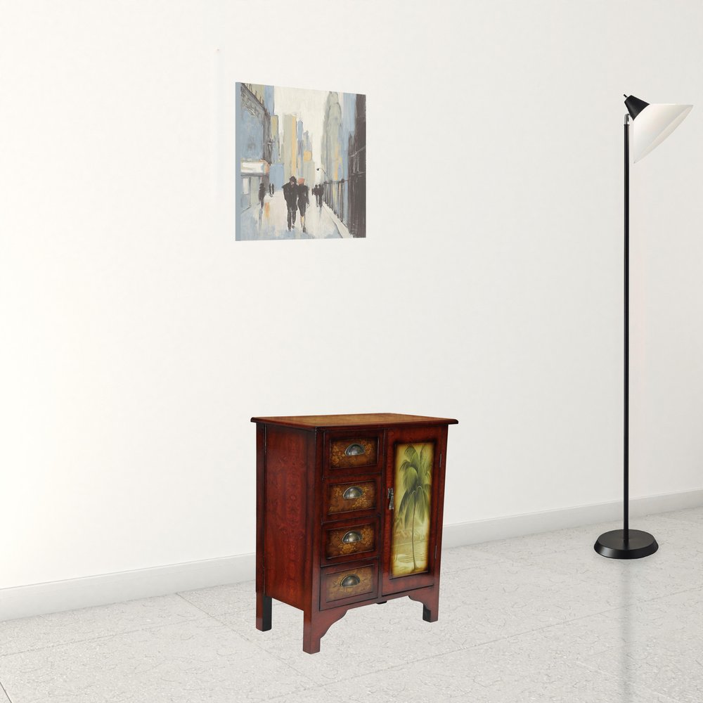 Golden Palm Tree Accent Cabinet