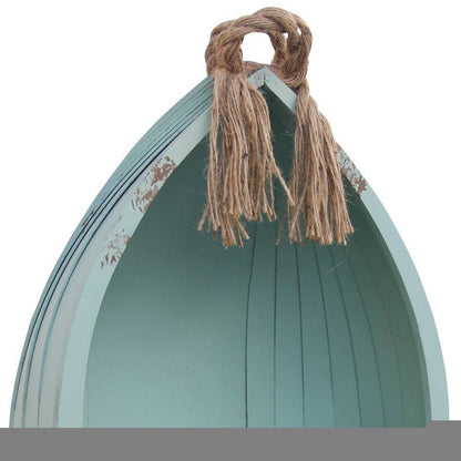 34" Aqua Blue Wood Canoe Hanging Shelf