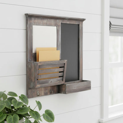 30" Brown Solid Wood Paper Organizer