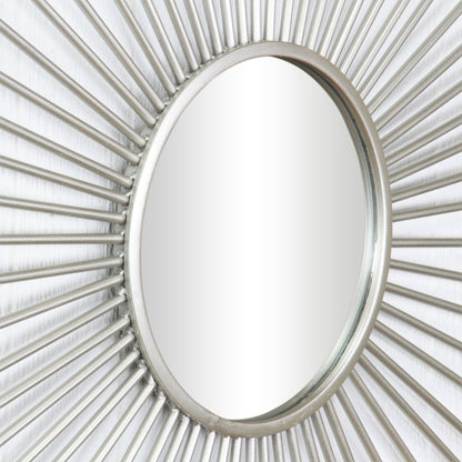 32" Silver Metal Sunburst Framed Accent Mirror