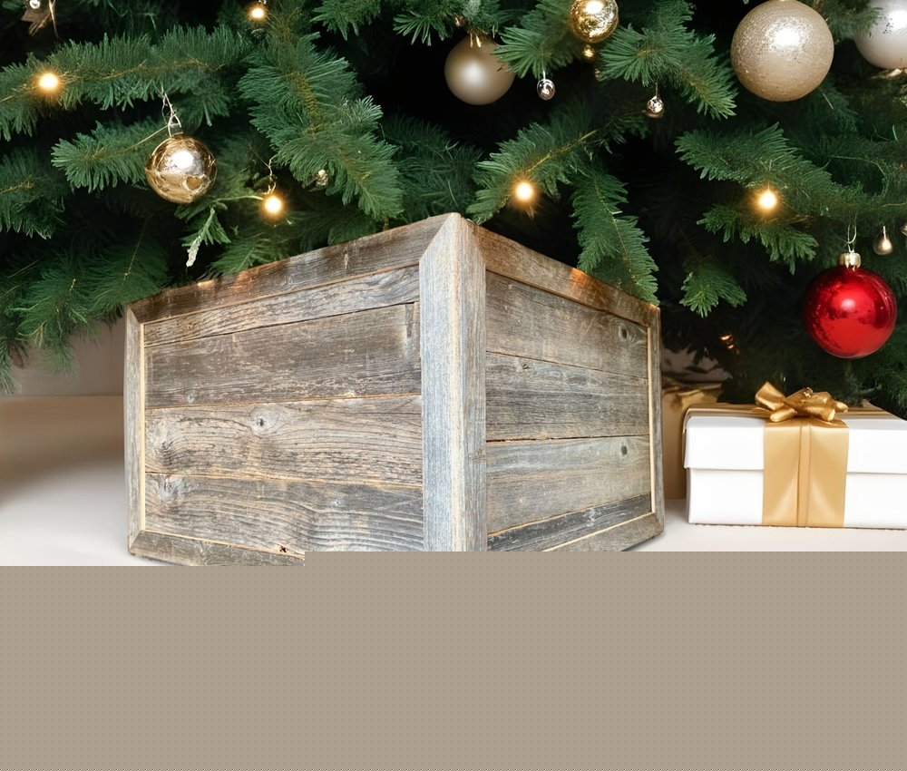 28" Natural Weathered Gray Plank Christmas Tree Collar