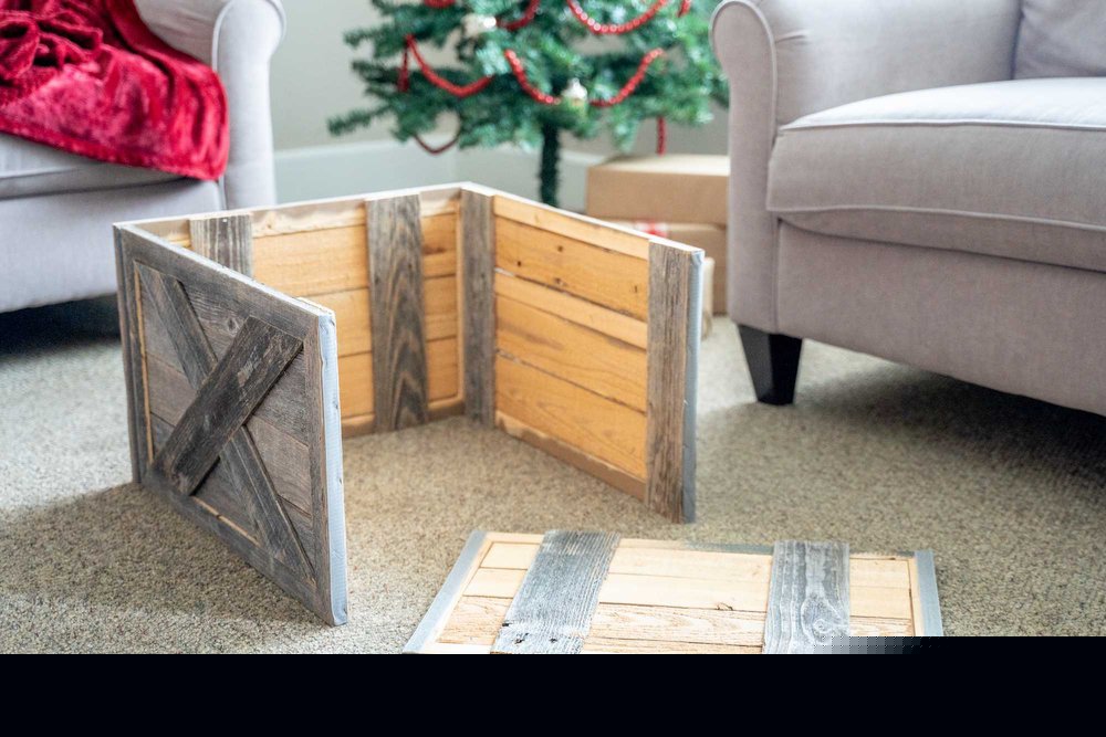 23" Gray Distressed Wood Christmas Tree Collar