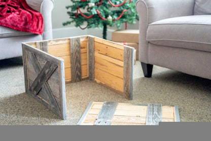 23" Gray Distressed Wood Christmas Tree Collar