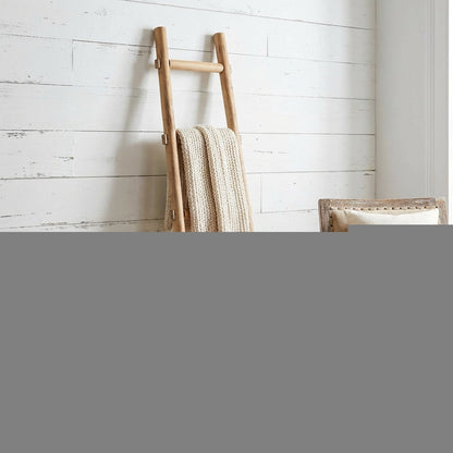 59" Gray Five Step Rustic Weathered Grey Wood Ladder Shelf