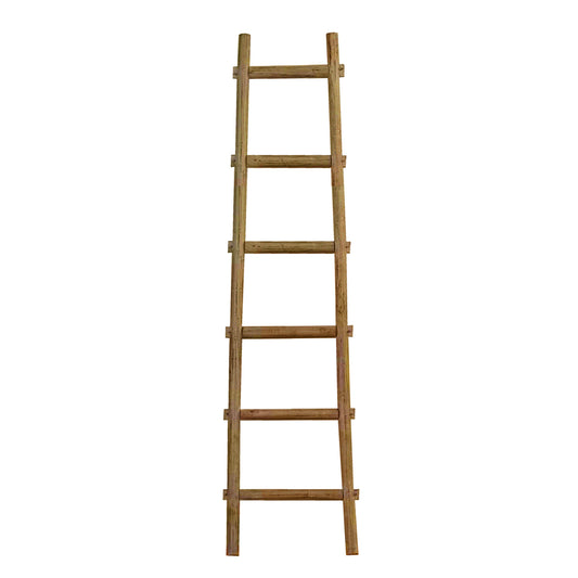 72" Natural Distressed Solid Wood Six Step Ladder Shelf