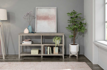 Gray Solid and Manufactured Wood and Solid Wood Double Bookcase