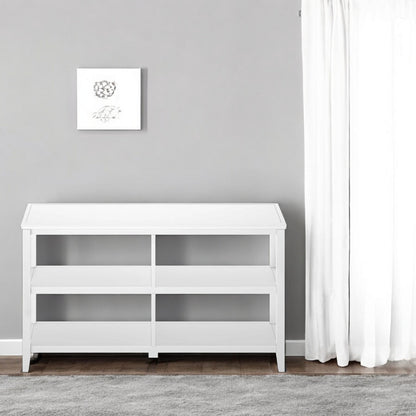 30" White Wood Two Shelf Bookcase