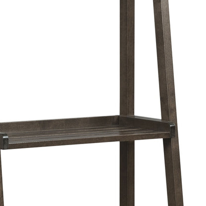 Espresso Solid Wood Ladder Bookcase