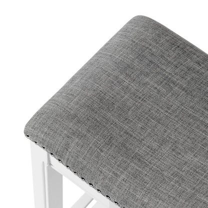 26" Gray And White Fabric And Solid Wood Backless Counter Height Bar Chair