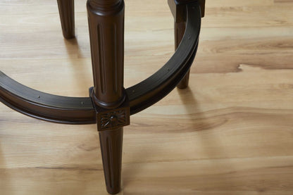 31" Brown Faux Leather And Solid Wood Bar Height Swivel Bar Chair