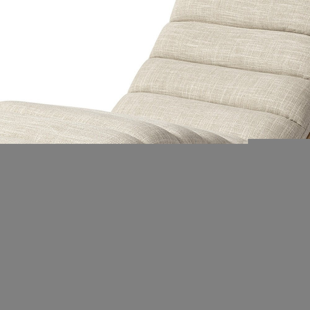 54" Cream and Brown Fabric Tufted Lounge Chair