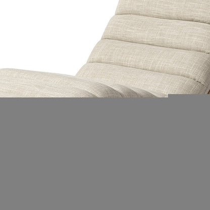 54" Cream and Brown Fabric Tufted Lounge Chair