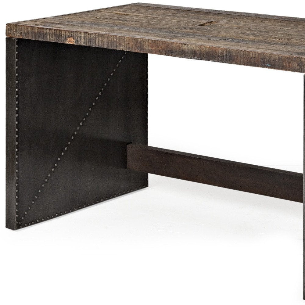 52" Dark Brown and Gray Writing Desk
