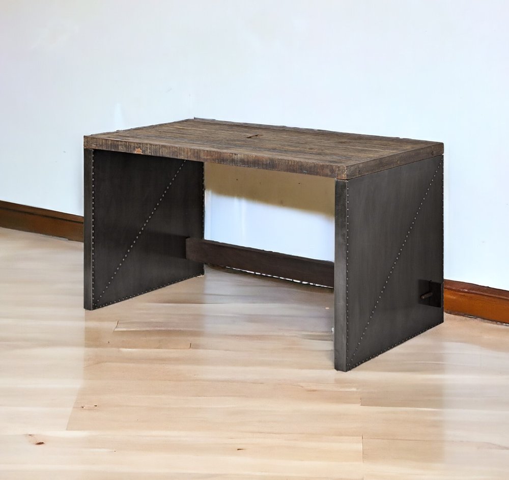 52" Dark Brown and Gray Writing Desk