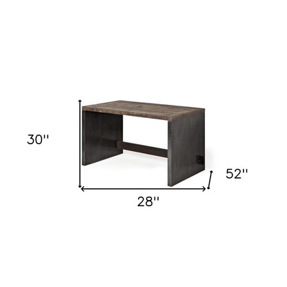 28" Dark Brown and Gray Writing Desk