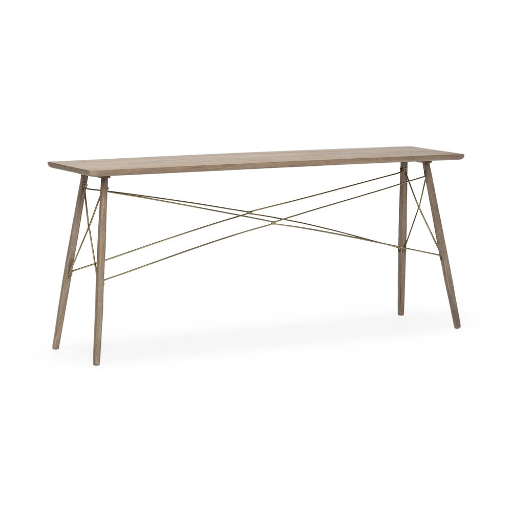 66" Brown Solid Wood Console Table