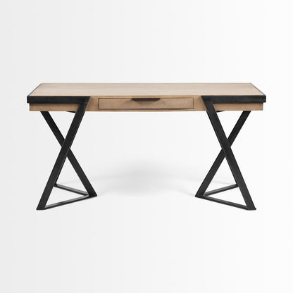 60" Brown and Black Writing Desk