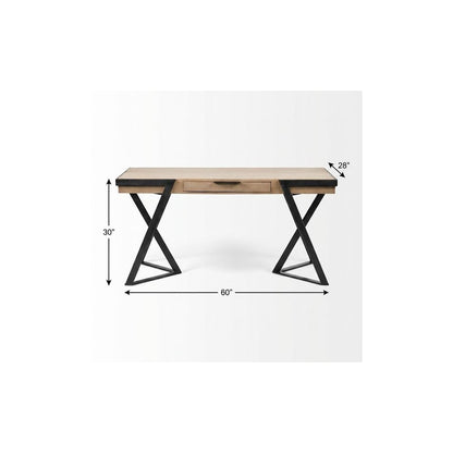 60" Brown and Black Writing Desk