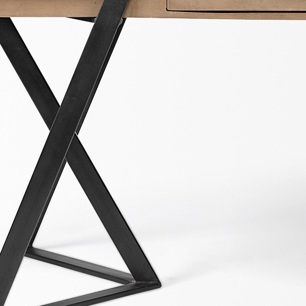 60" Brown and Black Writing Desk