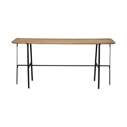 14" Brown and Black Solid Wood Trestle Console Table