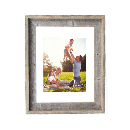 16" x 20" Gray And Brown Distressed Solid Wood Hanging Picture Frame with Mat