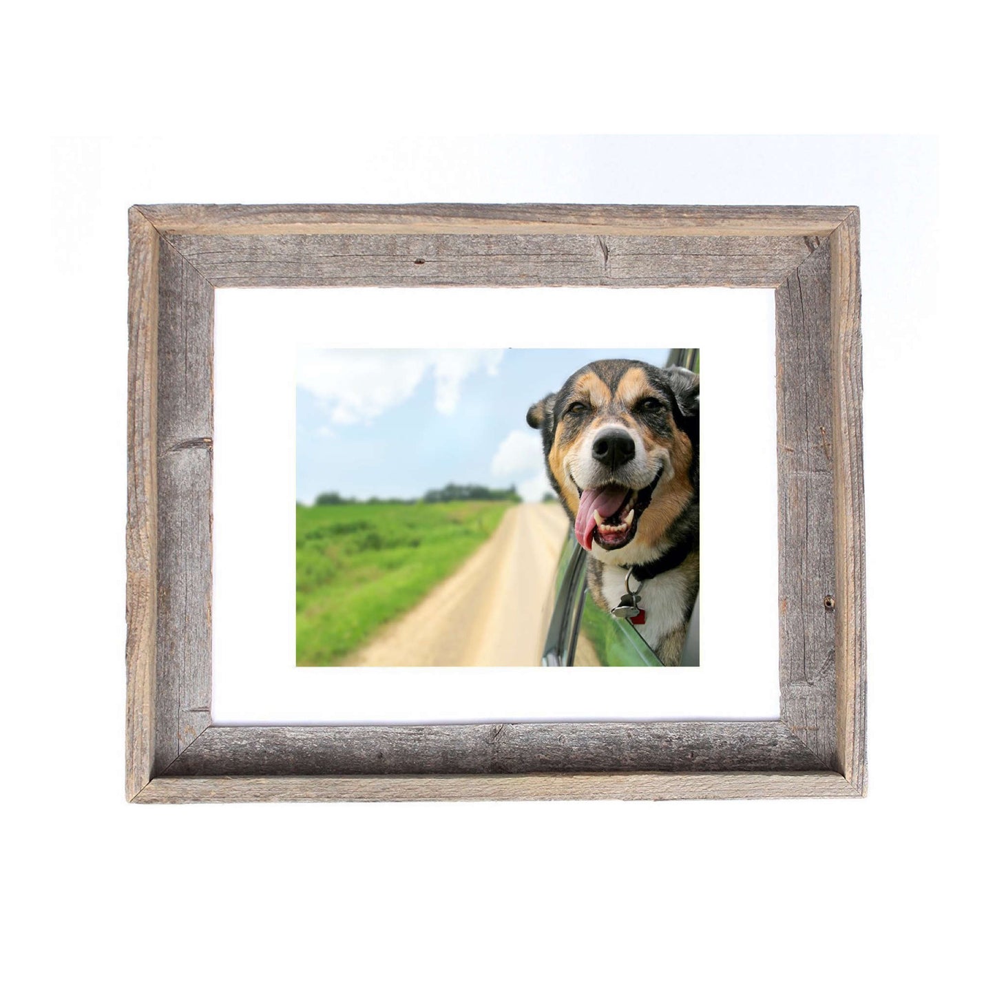16" x 20" Gray And Brown Distressed Solid Wood Hanging Picture Frame with Mat
