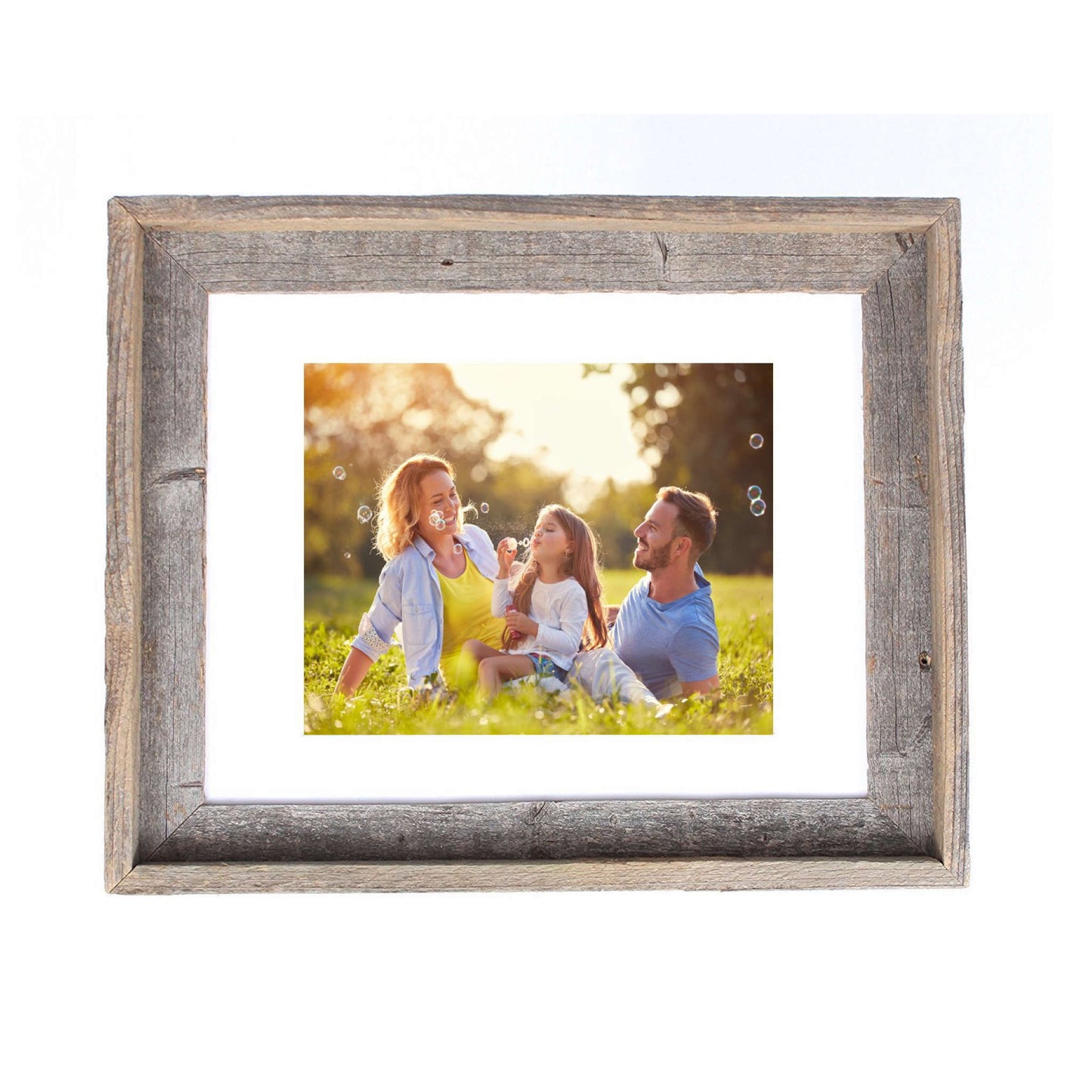 16" x 20" Gray And Brown Distressed Solid Wood Hanging Picture Frame with Mat