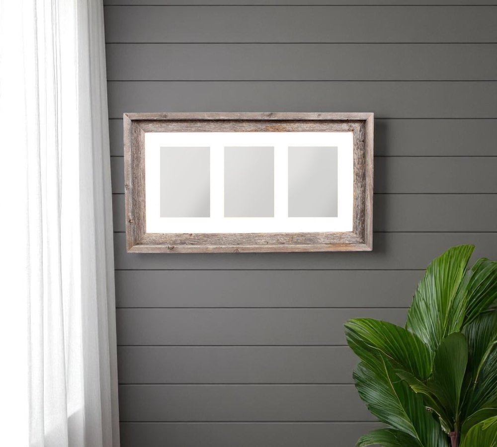 5" x 7" Natural Distressed Reclaimed Wood Hanging Picture Frame with Mat