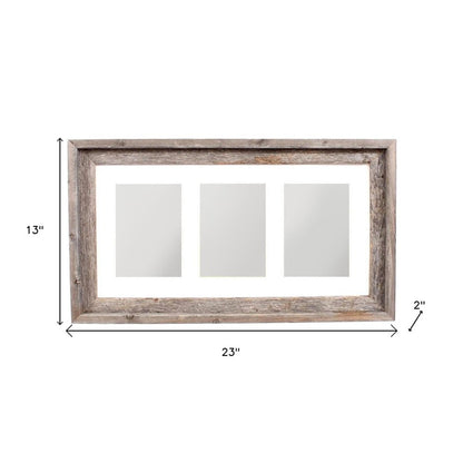 5" x 7" Natural Distressed Reclaimed Wood Hanging Picture Frame with Mat